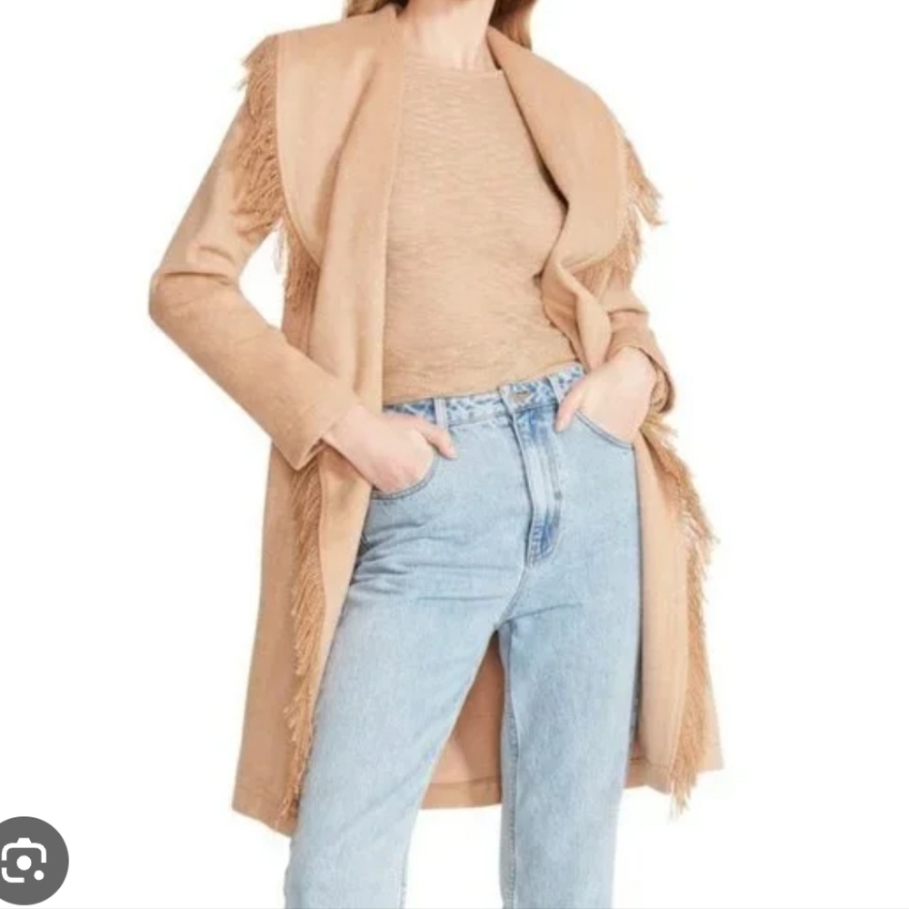 BB Dakota Steve Madden Neutral Western Country XL Fringe Wool Blend Coat Jacket